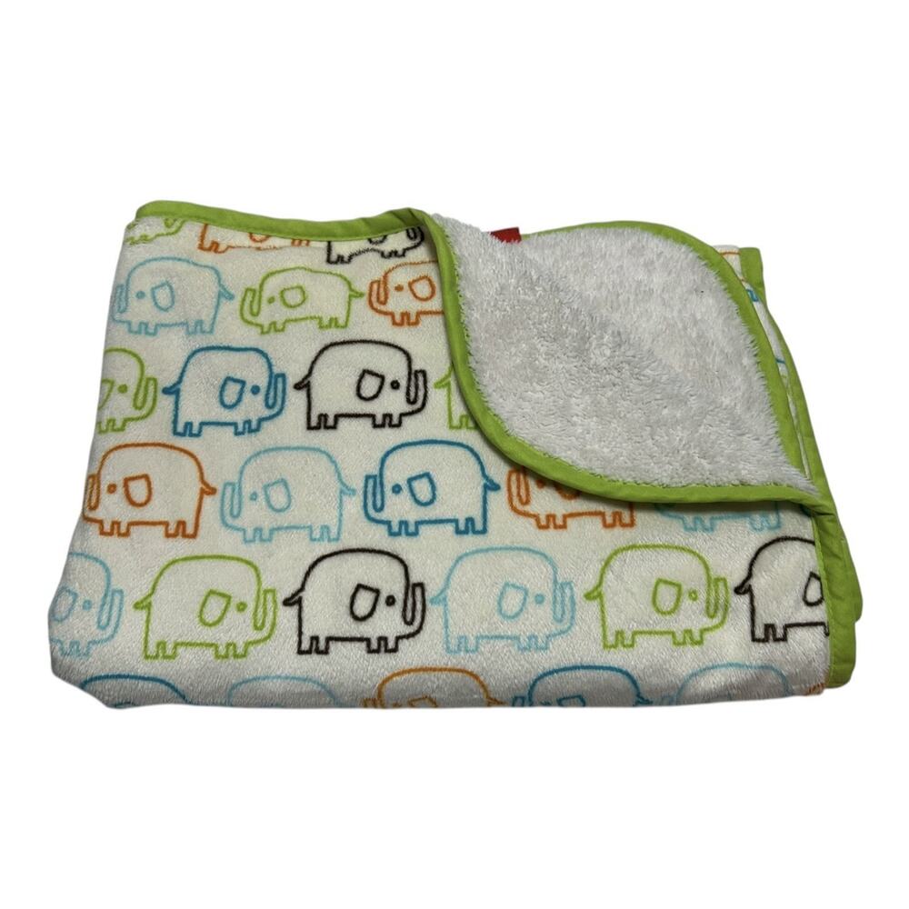 Zutano Elephant Baby Blanket Green Orange Blue 2011